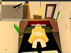 this blonde slut with big tits and ass gets blowjob action on huge cock in yacht room roblox rp collab with catalina2991
