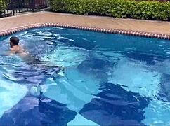 Petite teen 18+ Naty Delgado seduces stepbrother by pool for taboo fuck