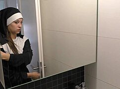 Hey, check out this shy teen 18+ nun Angelina Brill getting a BBC creampie in her first casting 😏