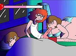 On the couch 3 - flashing comedy with milf on sofa.