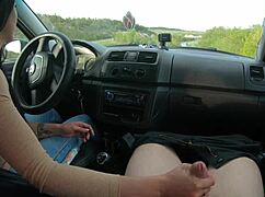 public road car handjob with housewife