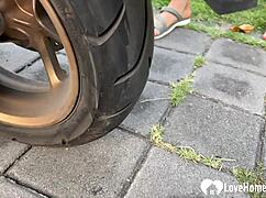 Boldly picking up that hot blonde from the station for outdoor doggystyle pounding