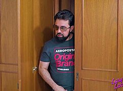 the stepfather stays hidden and saw his stepdaughter looking hot and fucks her with gusto she delights in her horny relatives cock.