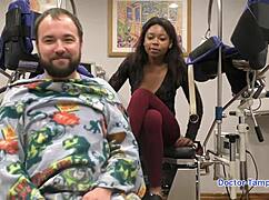 Minnie Rose uses vibrator, gives blowjob, creampie in latex gloves