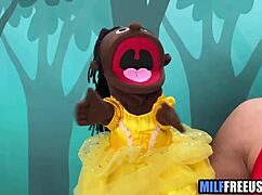 oh man that blonde milf and teen 18+ get free used in a ffm threesome on sesame street movie set with deepthroat face fucking...