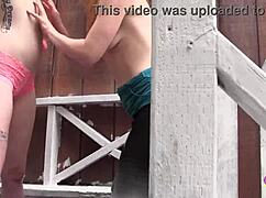 Hard nipples in cold outdoor fingering!