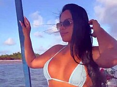 Brazilian Latina Wife Rides Boat Bikini