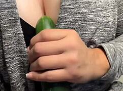 milf masturbating with cucumber to huge squirting orgasm