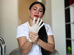 Nurse in latex gloves gives patient a fetish ASMR session?