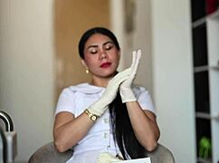Nurse in latex gloves gives patient a fetish ASMR session?