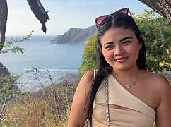 The beautiful tourist teen with a big ass cheated on her husband by taking a stranger's monster cock for cash in hardcore action