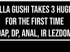 Gabriella Gushi gets fucked by three guys for the first time with double penetration