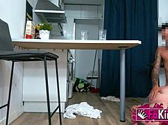 Curvy redhead bbw Leia Saez flashes tits and seduces supermarket guy for outdoor blowjob and doggystyle fuck
