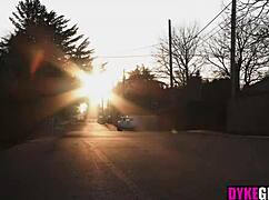 Halloween lesbian scene with shaved pussies.