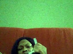Ebony beauty with hairy pussy making herself creamy through intense self-pleasure