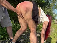 submissive wife spanked and fisted at public subway station