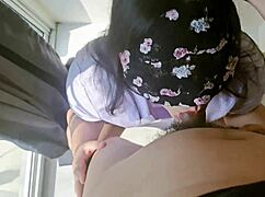 Pov thai girl with a beautiful ass gets fucked and cums inside