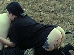 submissive cutie eats ass and piss at roadside picnic then gets rough face fucking