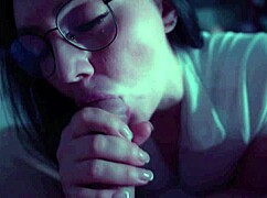 Beautiful girl sucks her man's cock