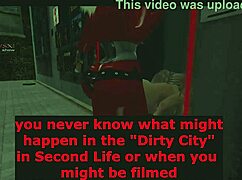 shemale dominates girl in slut vendor gloryhole scene on webcam in second life cartoon style