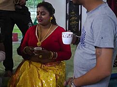 Desi bhabhi interacts with four local boys at home