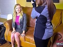 Cute brunette Autumn and blonde Alex SUCK and FINGER FUCK each others TWAT in POV.