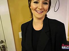 Petite Brunette Cutie Kylie Sucks Monster Cock And Gets Bent Over For Big Facial Cumshot