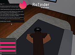 Roblox character plays as slut in roleplay with big black cock