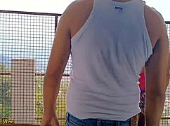 Indian couple fucks outdoors by riverside in public.