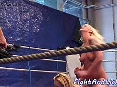 Big tits European babe wrestles busty dyke in close-up fight 😈