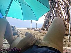 4k public beach sex in storm with handjobs and cumshots 😎