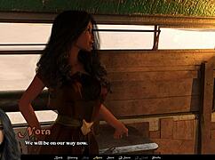 Brunette with big tits plays sandstorm game part four