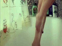 busty teen 18+ washes her perfect feet in shower 😍