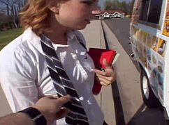 Lexi Belle, a big-titted MILF, gets banged anally and doggystyle by the ice cream man on the bed