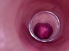 Wow, watch the internal camera capture deep male ejaculation in female insemination!