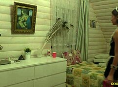 owner caught young maid masturbating, she begged for mercy and performed oral and sex, cum on face