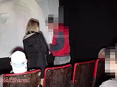 My first gangbang in porn cinema with cum in mouth.