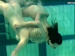 katka and barbara bouncing tits underwater in lesbian pool fun 😍💦
