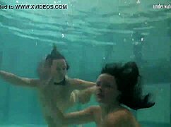 katka and barbara bouncing tits underwater in lesbian pool fun 😍💦