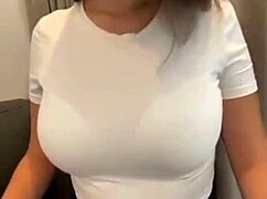 Stepmom in short skirt shows her bra