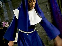 Possessed blonde licks perverted nun's pussy