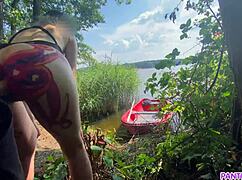 Stepsister celebrates 25k subs by riding stepbrother's dick publicly on river boat.