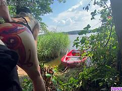 Stepsister celebrates 25k subs by riding stepbrother's dick publicly on river boat.