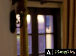 mommys boy - naughty milf rayveness flashes huge natural tits while being drawn by artist stepson