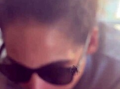 lightskin ebony step-sister gives blowjob by window, gets facial as boyfriend searches