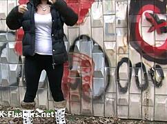 i dared to flash my tits in public and masturbate wildly outdoors with my naughty brunette friend