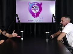 watch matheus caetano's bora cast compilations with bruna carlos - part 4 on sheer red lingerie