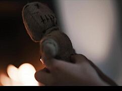 Girls have fun with voodoo doll one slides toy up pussy trailer