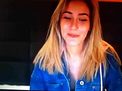 Blonde girl chats on webcam part two.