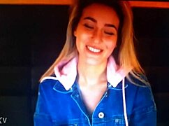 Blonde girl chats on webcam part two.